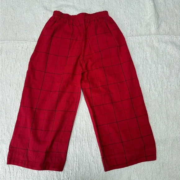 $128 LIZ ALIG Handwoven Cotton Pants in Red Check Size XS - Picture 8 of 9